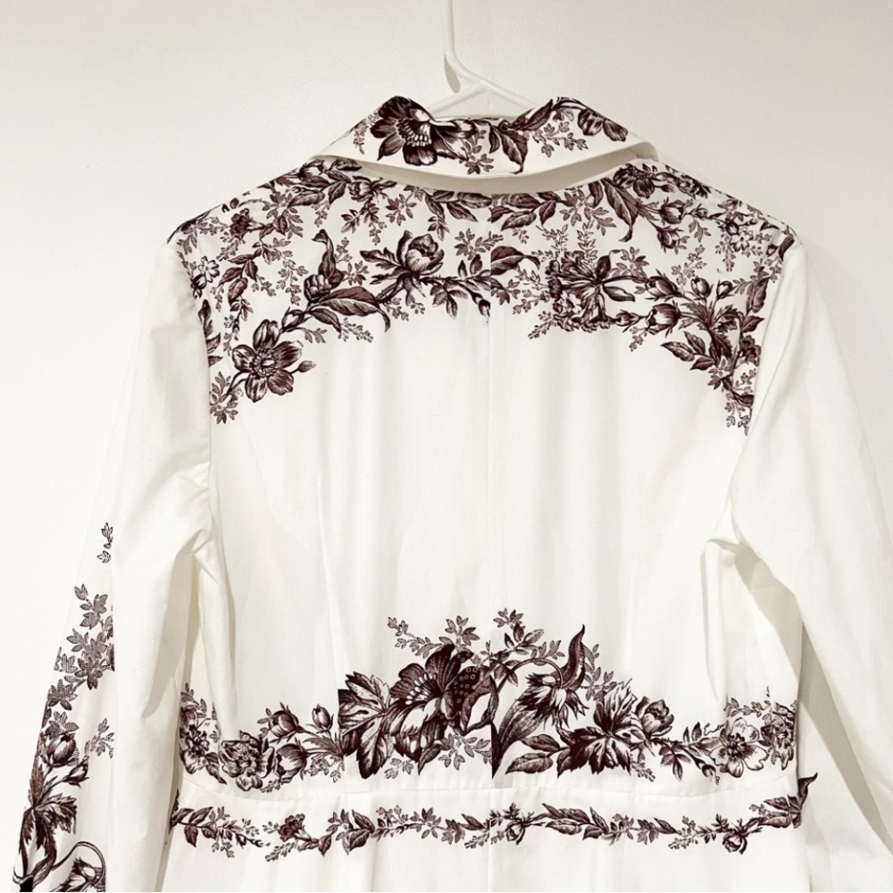 NWOT Erdem Emily floral-print toile burgundy cotton-poplin shirt dress US 8 - Picture 16 of 16